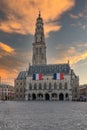 Town hall, HÃÂ´tel de Ville, Arras France in sunset